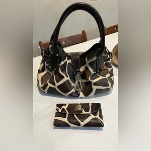 Dooney and Bourke hand bag, giraffe style, like new vintage, and Wallet